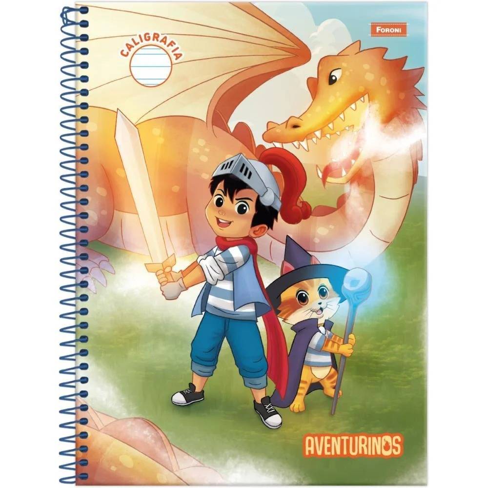 CADERNO CALIGRAFIA ESPRIAL AVENTURINOS